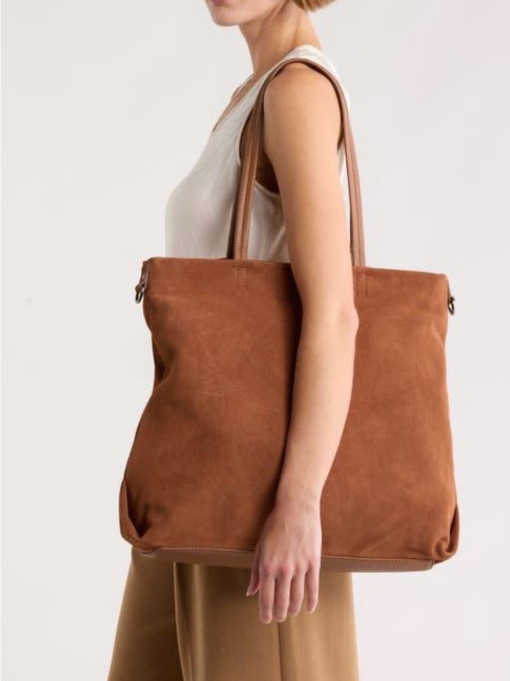 Aimee Addison Suede Tote Bag in chestnut - NWT